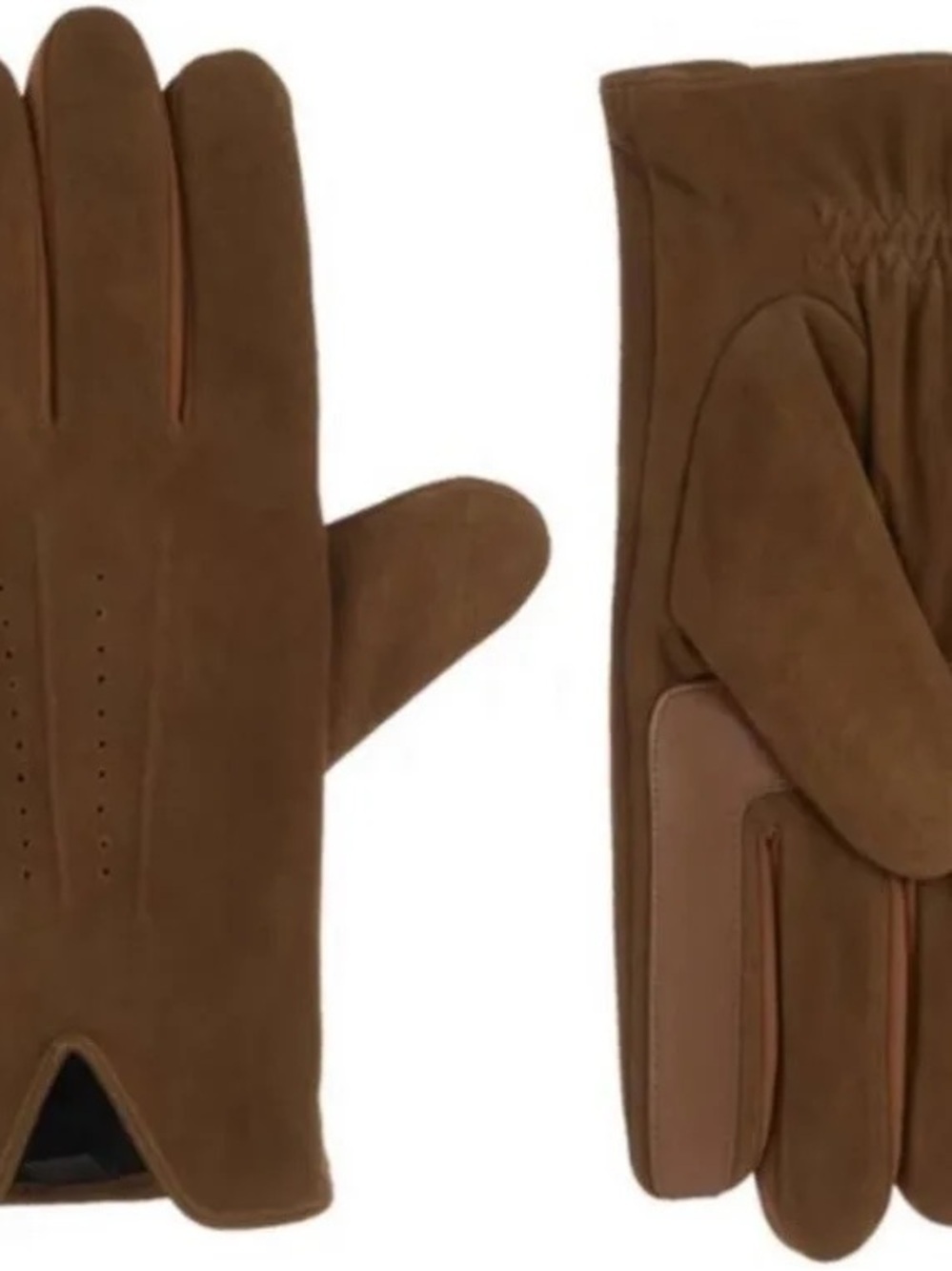 NEW Men’s SZ Med Isotoner Suede Stretch Smart Gloves in Cognac Brown - Picture 7 of 8